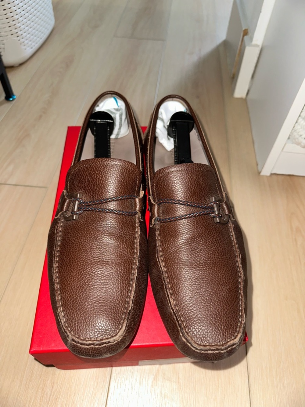 AUTHENTIC MENS FERRAGAMO LOAFERS BROWN SIZE 12